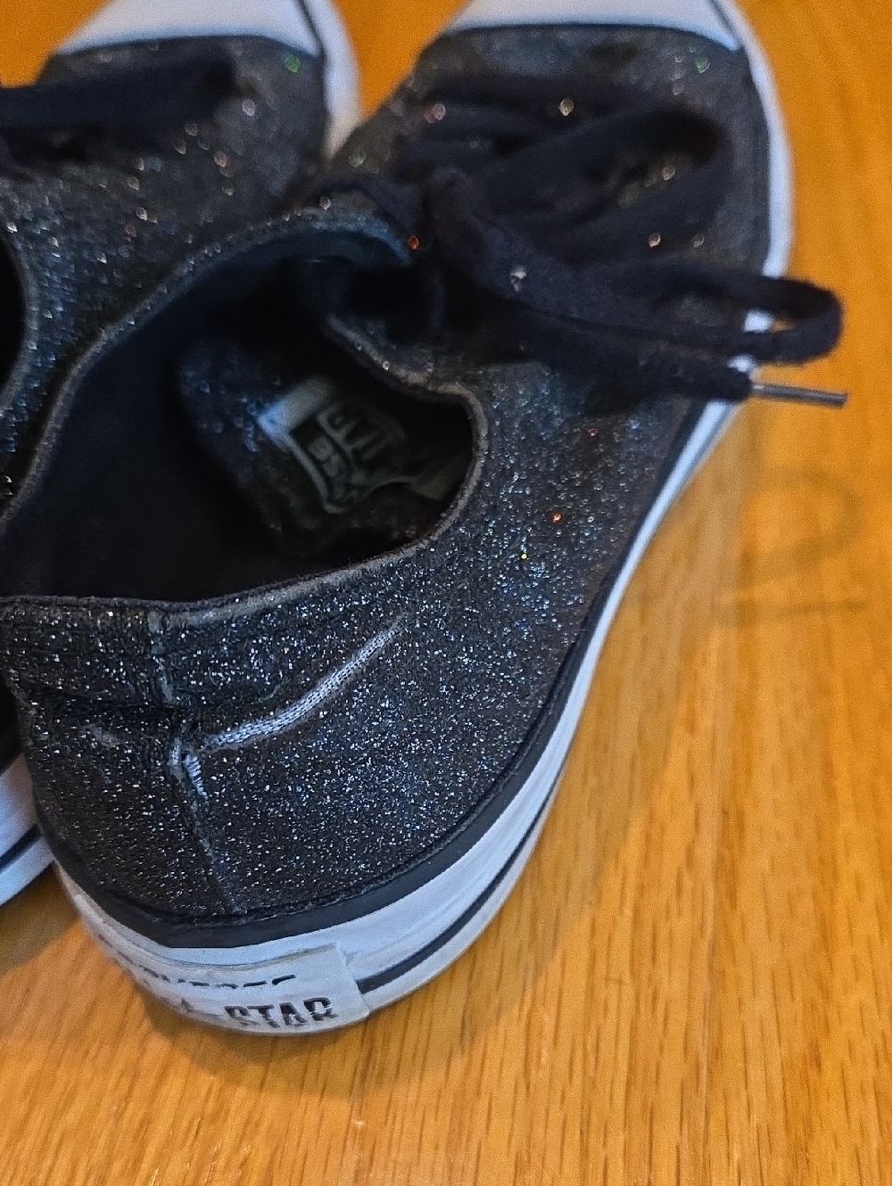 Converse Low Ox Black Iridescent Glitter Sneakers - Picture 6 of 9